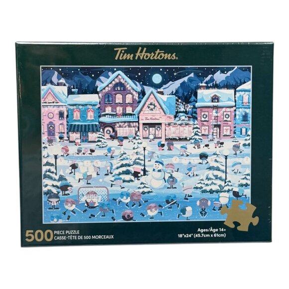 Tim Hortons A Snowy Timbits Night 500 Piece Jigsaw Puzzle 18 x 24 New Sealed - Picture 1 of 9